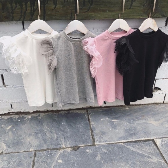 NWT Beautiful PINK Lace Short Sleeve T shirt Girls - Picture 2 of 6